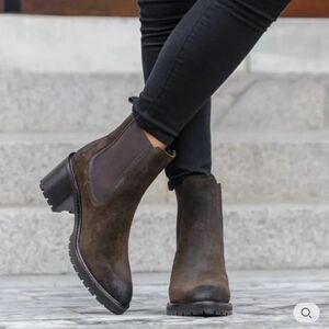 Thursday Knockout Olive Green Suede Ankle Boots